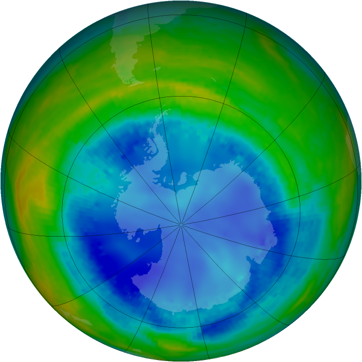 Antarctic ozone map for 13 August 2003